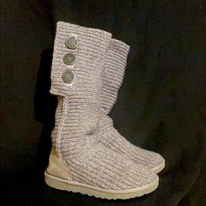 UGG Heather Gray Boots with Buttons
